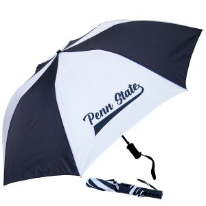 navy and white umbrella with script Penn State